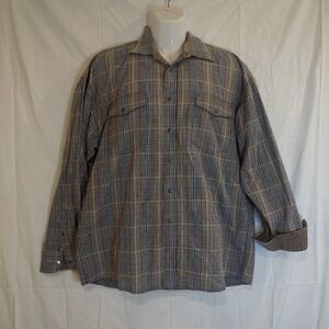 THRASHED Panhandle Slim Shirt Mens L Brown Black Plaid Western Pearl Snap Cowboy